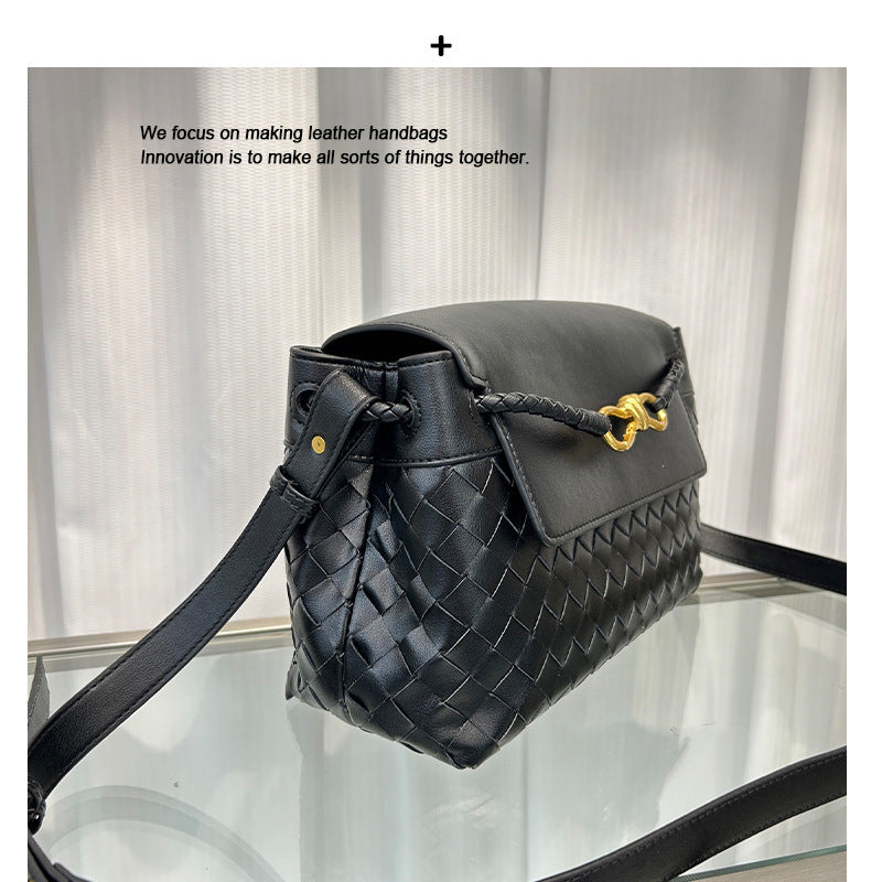 热销新款跨境手工编织金属蝴蝶扣包菱格时尚单肩托特包百搭斜跨包