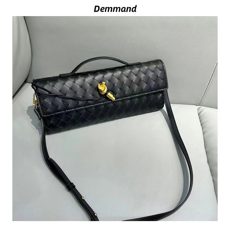 2024新款编织晚宴包牛皮手提包高级横款手提包单肩斜挎包优雅