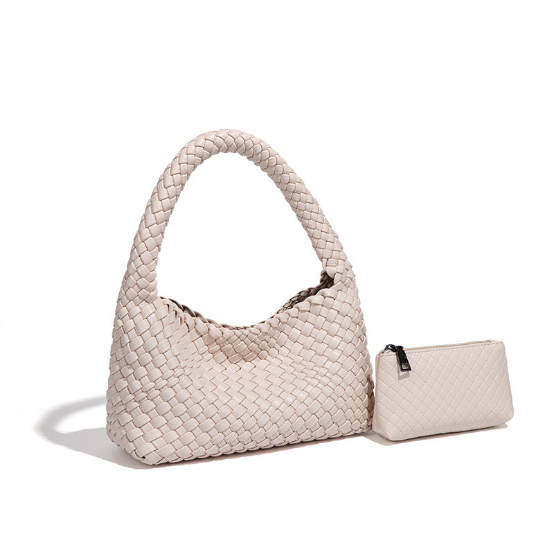 时尚小众2025新款手提包高级感大容量手工编织女包休闲单肩斜跨包