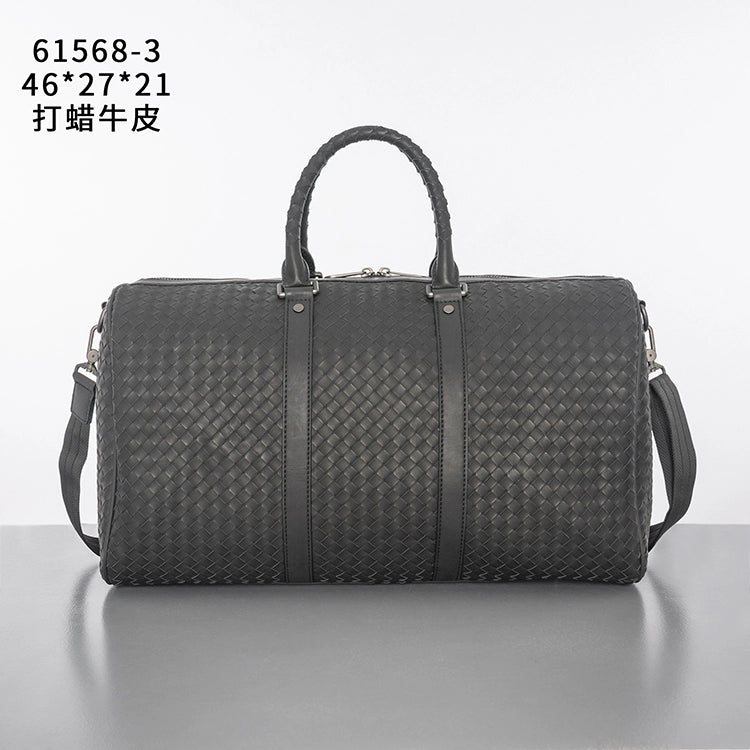 X&BV潮牌真皮男包旅行包单肩包斜挎包韩版大容量手提包背包男编织