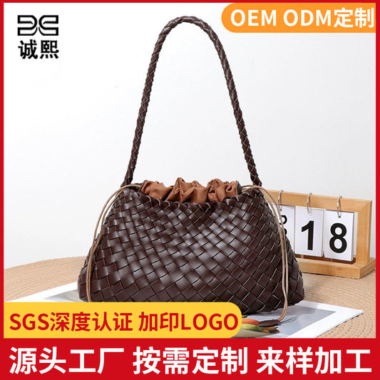 源头工厂定制手工编织包高级感百搭单肩腋下包潮流复古手提子母包