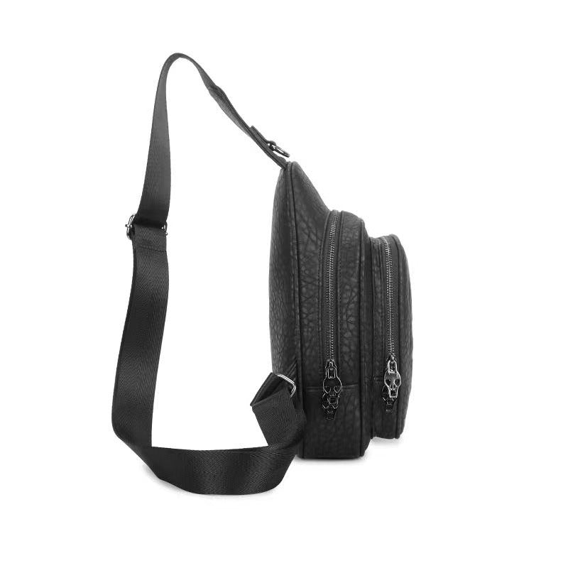 欧美街头流浪 潮酷骷髅胸包 跨境新款个性朋克包大容量单肩包腰包