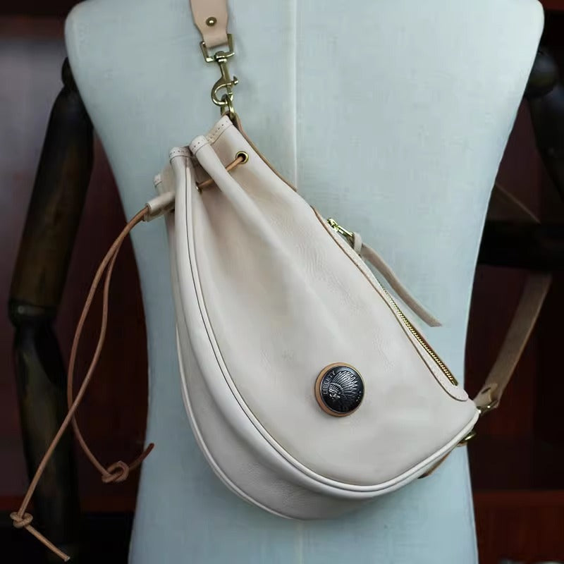 红月饺子包真皮防redmoon植鞣皮复古斜挎胸包哈雷男腰包机车包