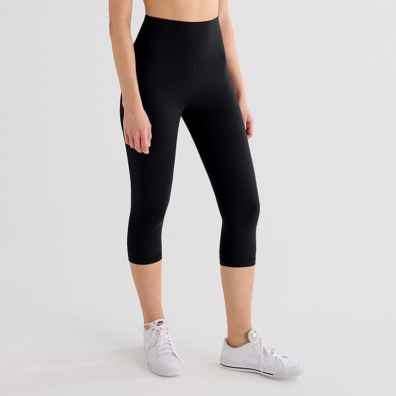 七分lulu瑜伽裤女高腰提臀弹力磨毛健身骑行裤吸湿速干运动紧身裤