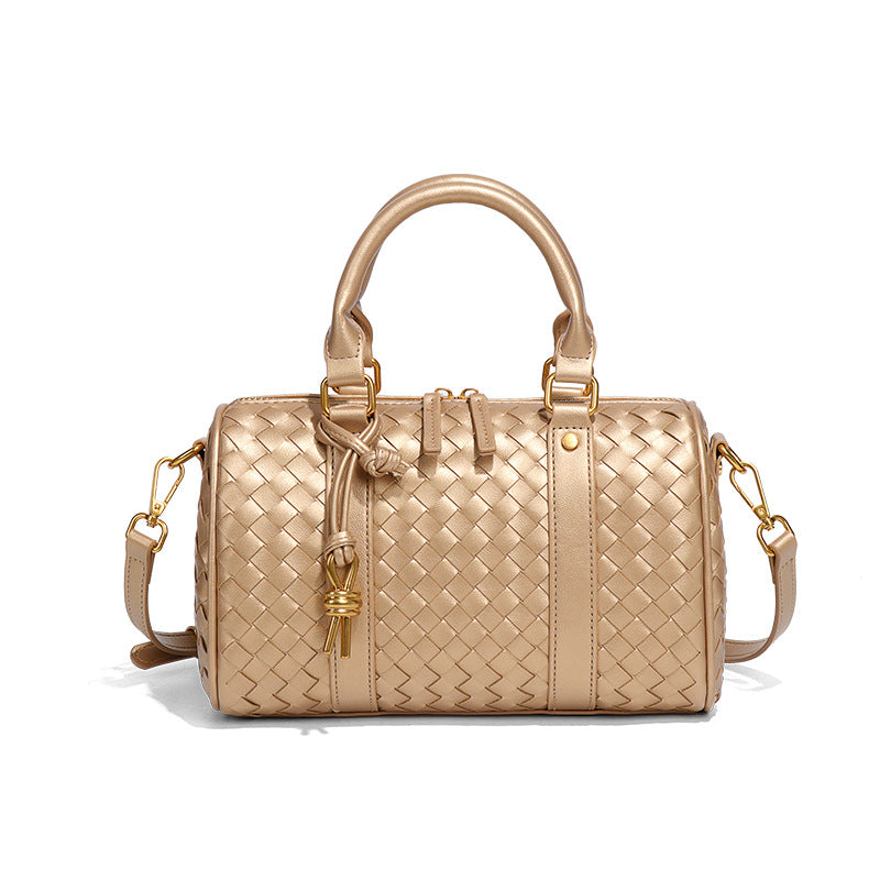 个性高级感复古手提包实用百搭单肩斜挎手工编织女包波士顿枕头包