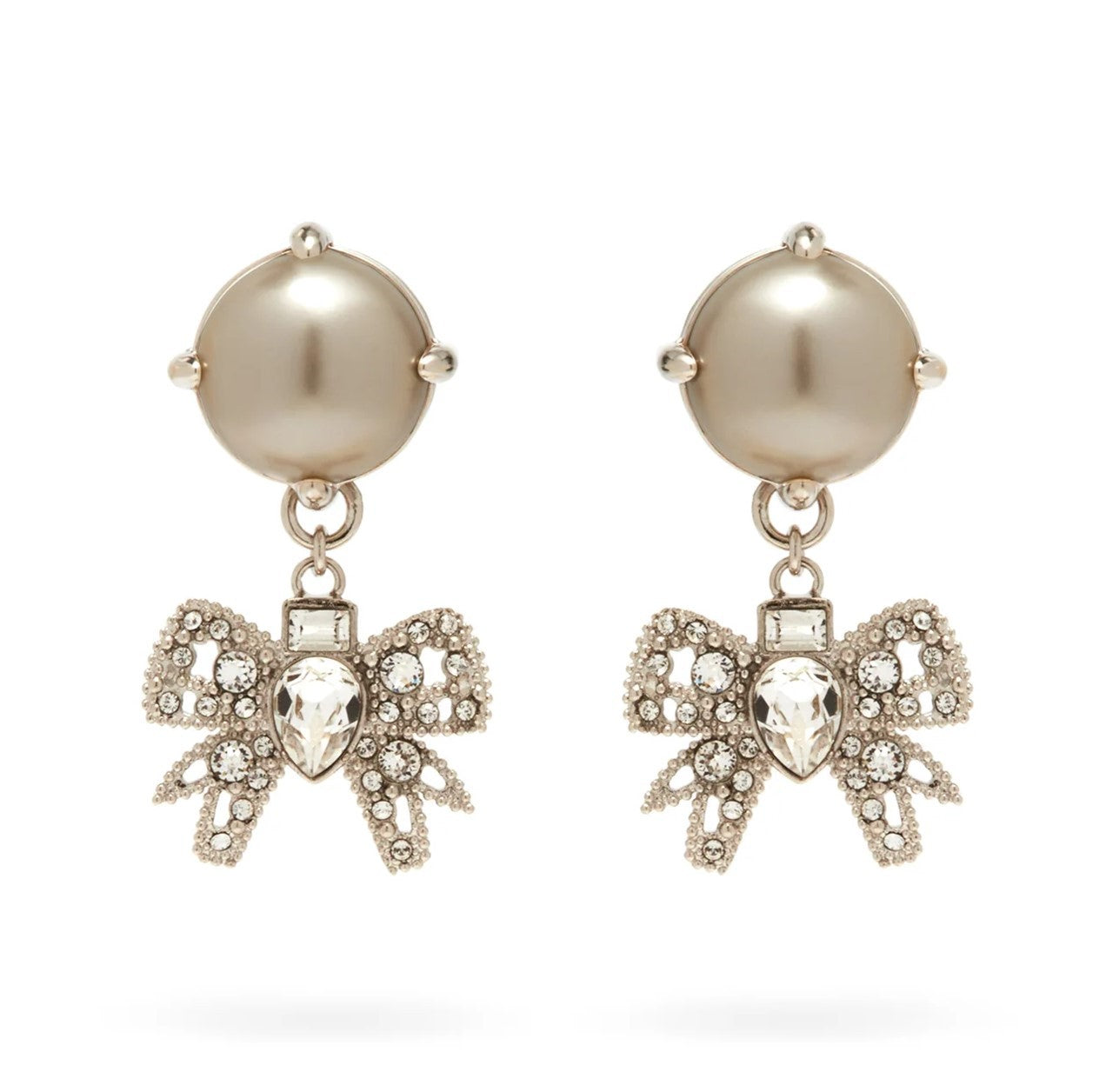 缪家新款耳环时尚甜美气质水晶耳饰品超仙ins风蝴蝶结珍珠耳钉女