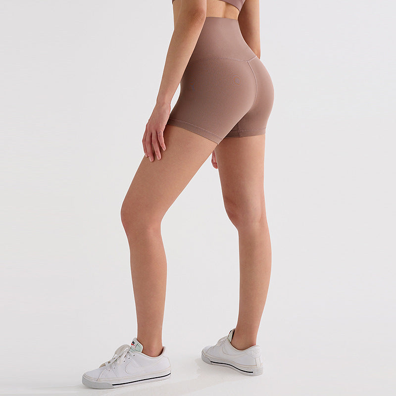 INFLACHI三分lulu瑜伽裤女磨毛高腰健身裤骑行短裤速干运动紧身裤