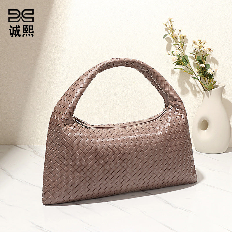 新款高级感大容量质感手提包通勤手工编织包包简约时尚潮流手拎包