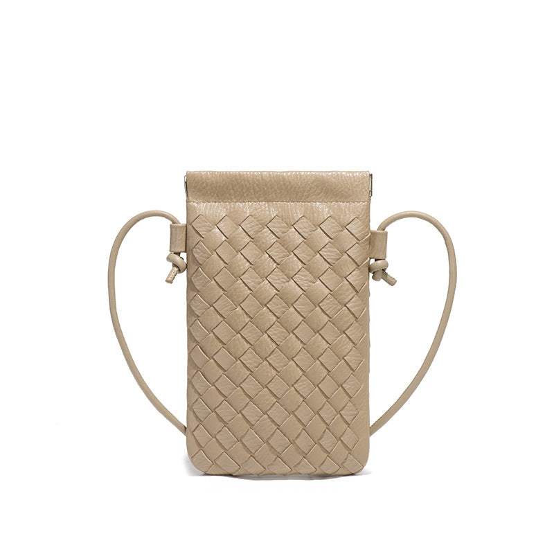 工厂直销竖款手机小方包时尚手工编织包包迷你可爱纯色单肩斜挎包