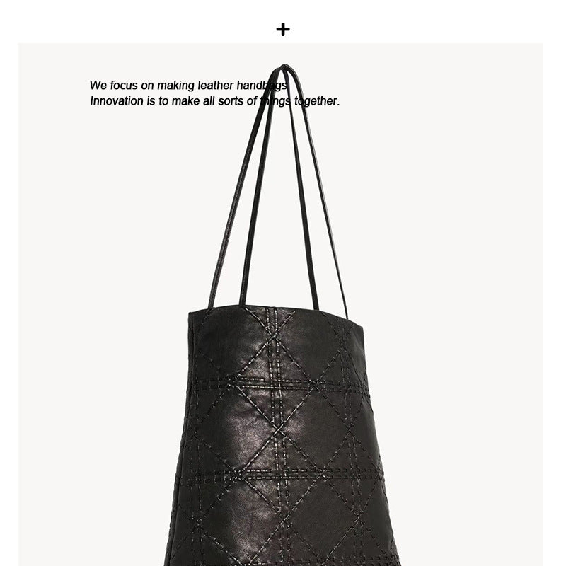 跨境小众菱格小香风水桶包2025新款高级感手机包时尚单肩包斜挎包