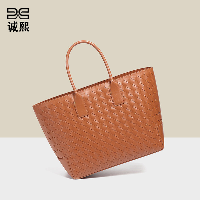 新款潮流大容量手提包通勤百搭手工编织女包跨境高级感子母托特包