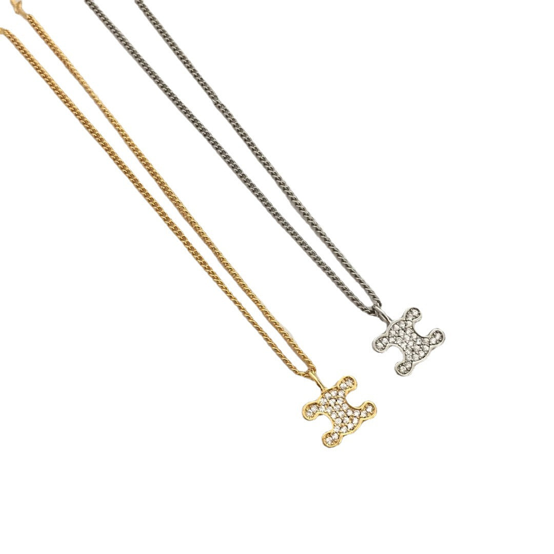 赛林22新款凯旋门满钻项链女耳环高级感气质几何形锁骨链