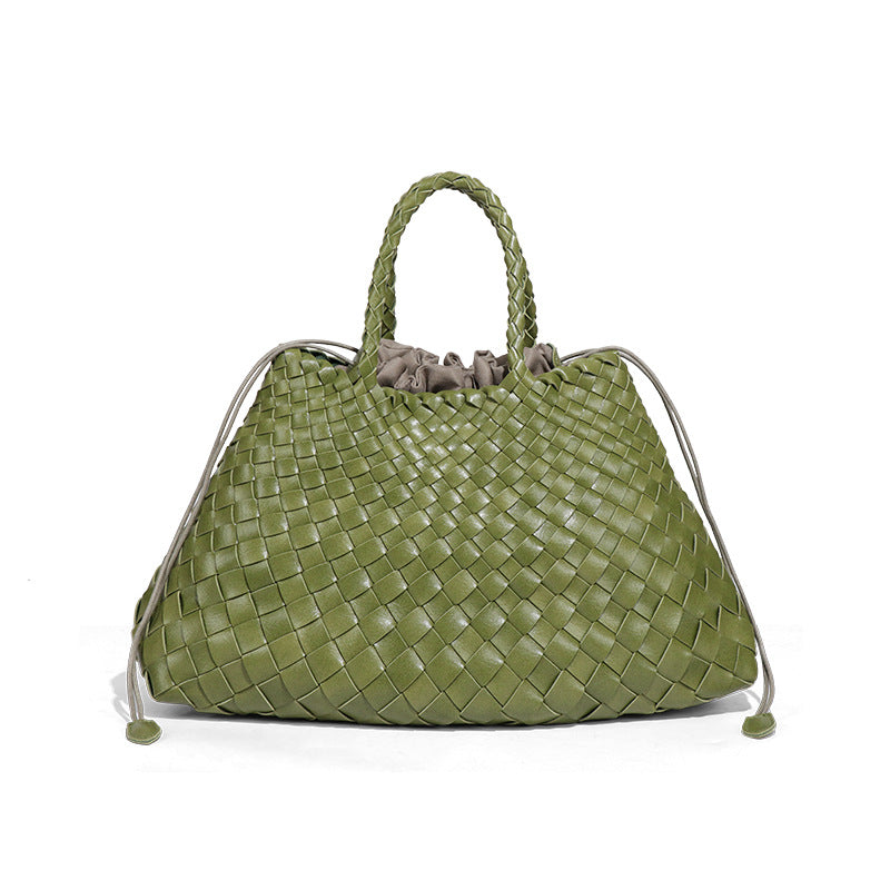 跨境潮流复古大容量手提女包手工编织子母包通勤商务单肩托特包包