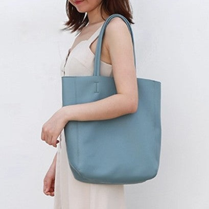 韩版大容量通勤包妈咪购物包牛皮简约真皮托特包单肩斜跨笔记本包