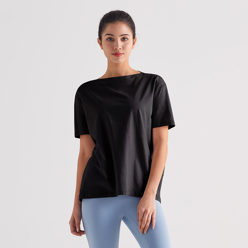 宽松运动上衣女透气速干健身短袖T恤防晒瑜伽服龟背长袖休闲罩衫