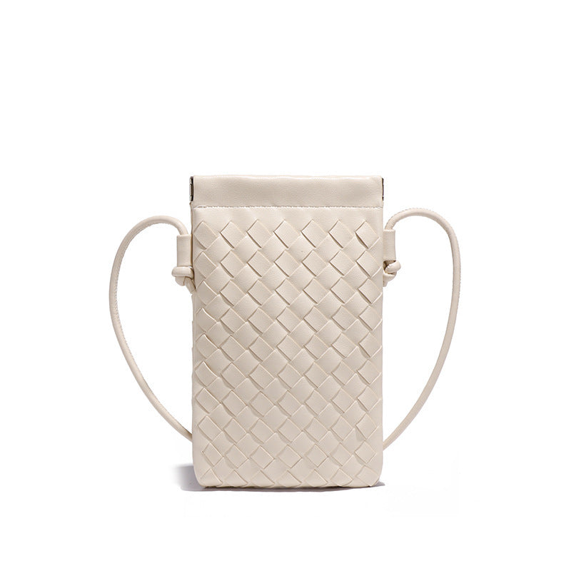 设计感竖款编织手机包定制时尚小包斜挎零钱包mini钥匙卡包单肩包