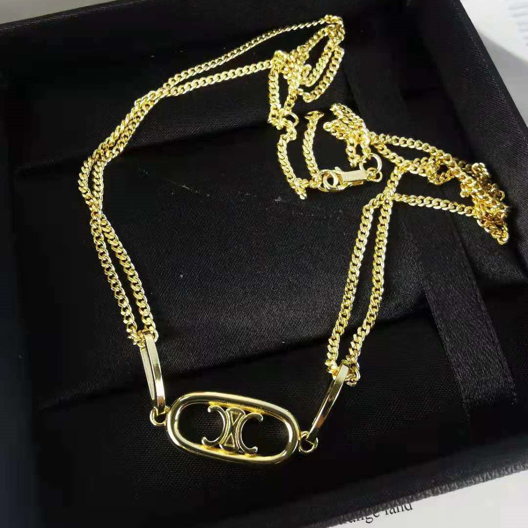 赛家新款耳钉手链项链复古凯旋门简约百搭冷淡风耳饰双层耳环手链