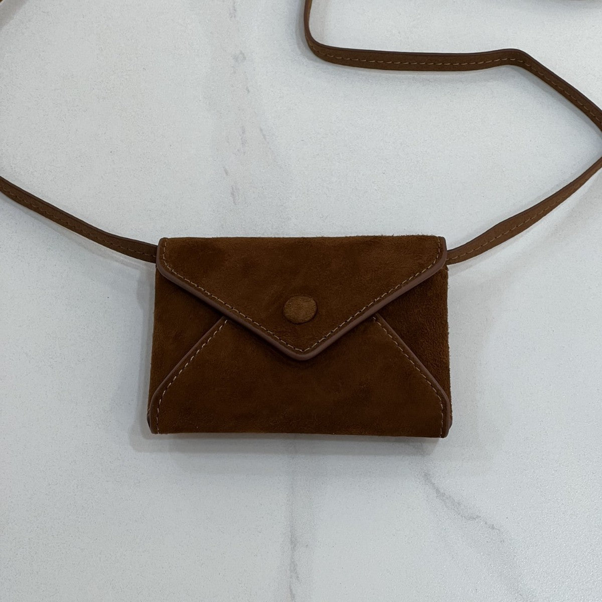 韩国hosa迷你真皮零钱包牛皮信封腰包磨砂麂皮小费包极简风口红包