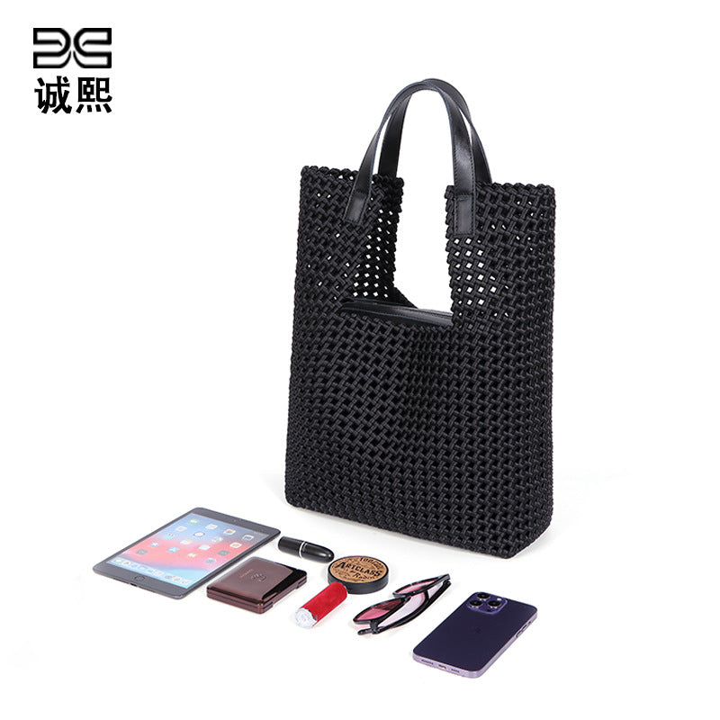 时尚韩版大容量托特包手工编织包风车结子母手提包休闲单肩腋下包