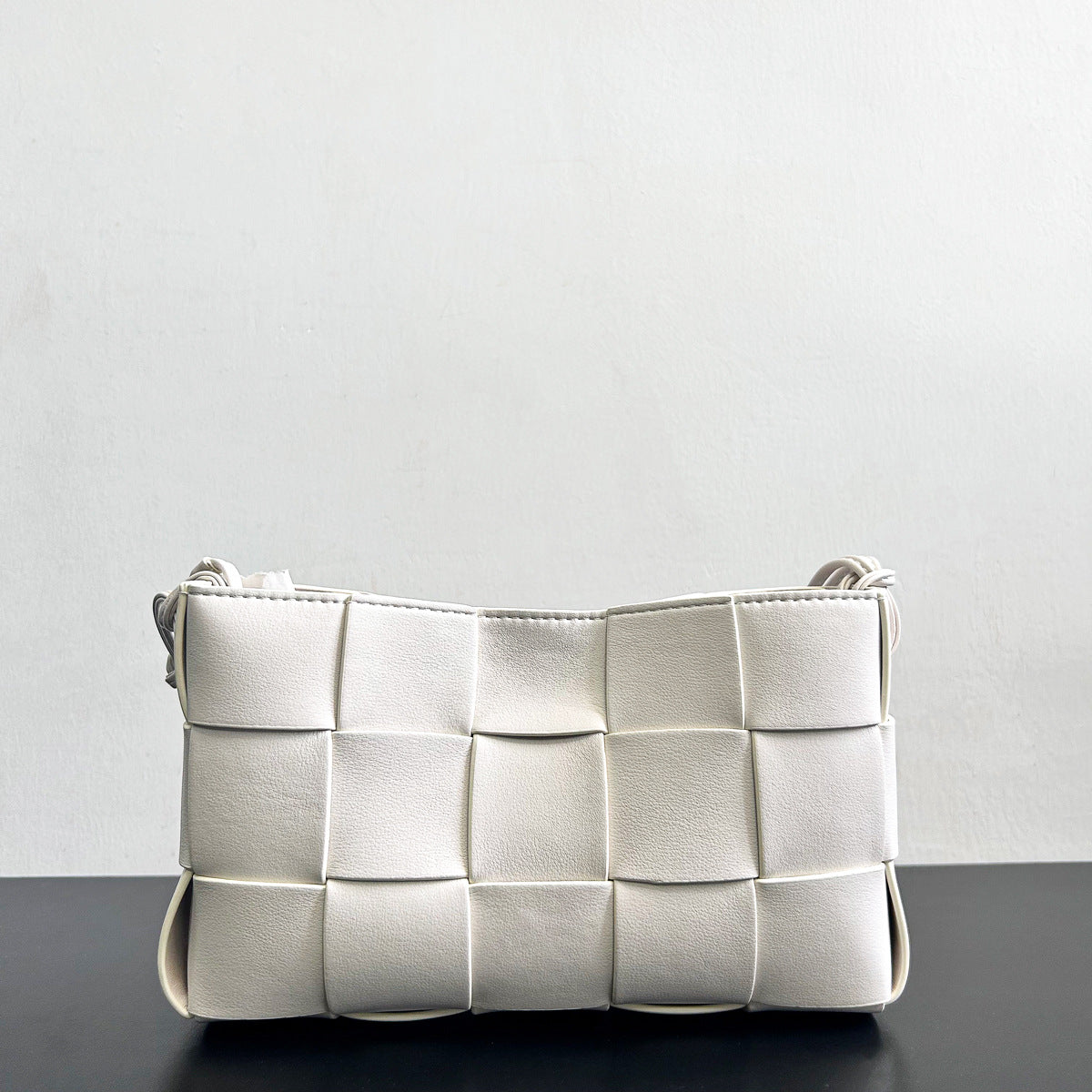 韩系时尚柔软格子腋下包编织方形状设计自制百搭小方包气质单肩包