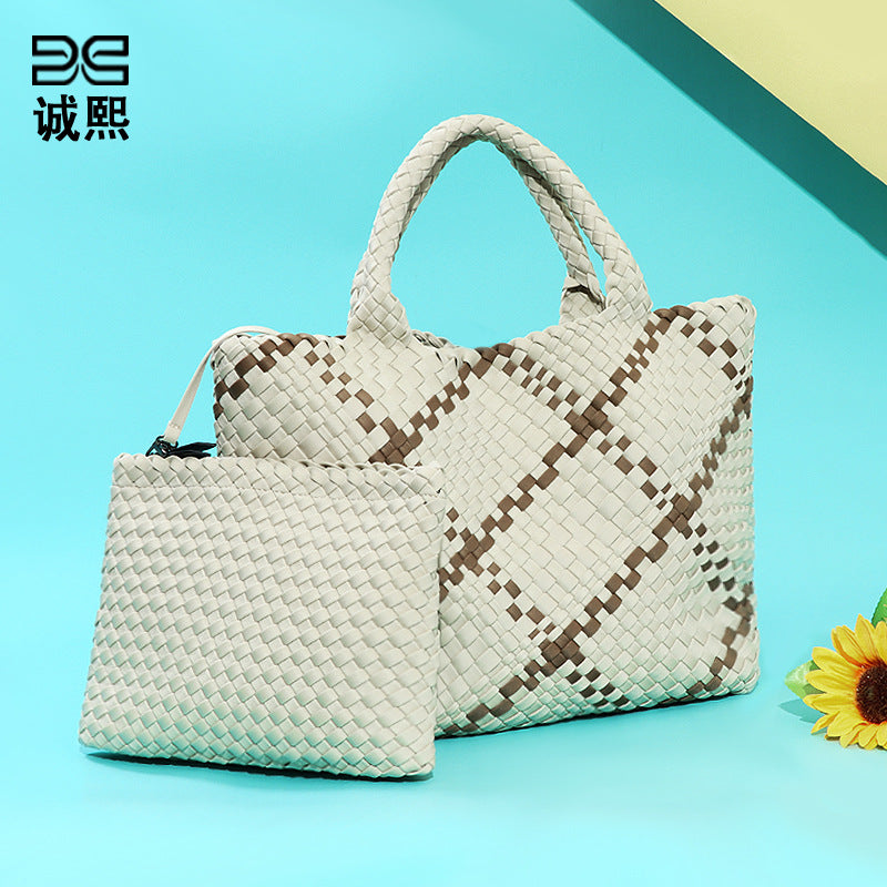 直播爆款手工编织女包包时尚潮流百搭清新腋下包大容量子母托特包