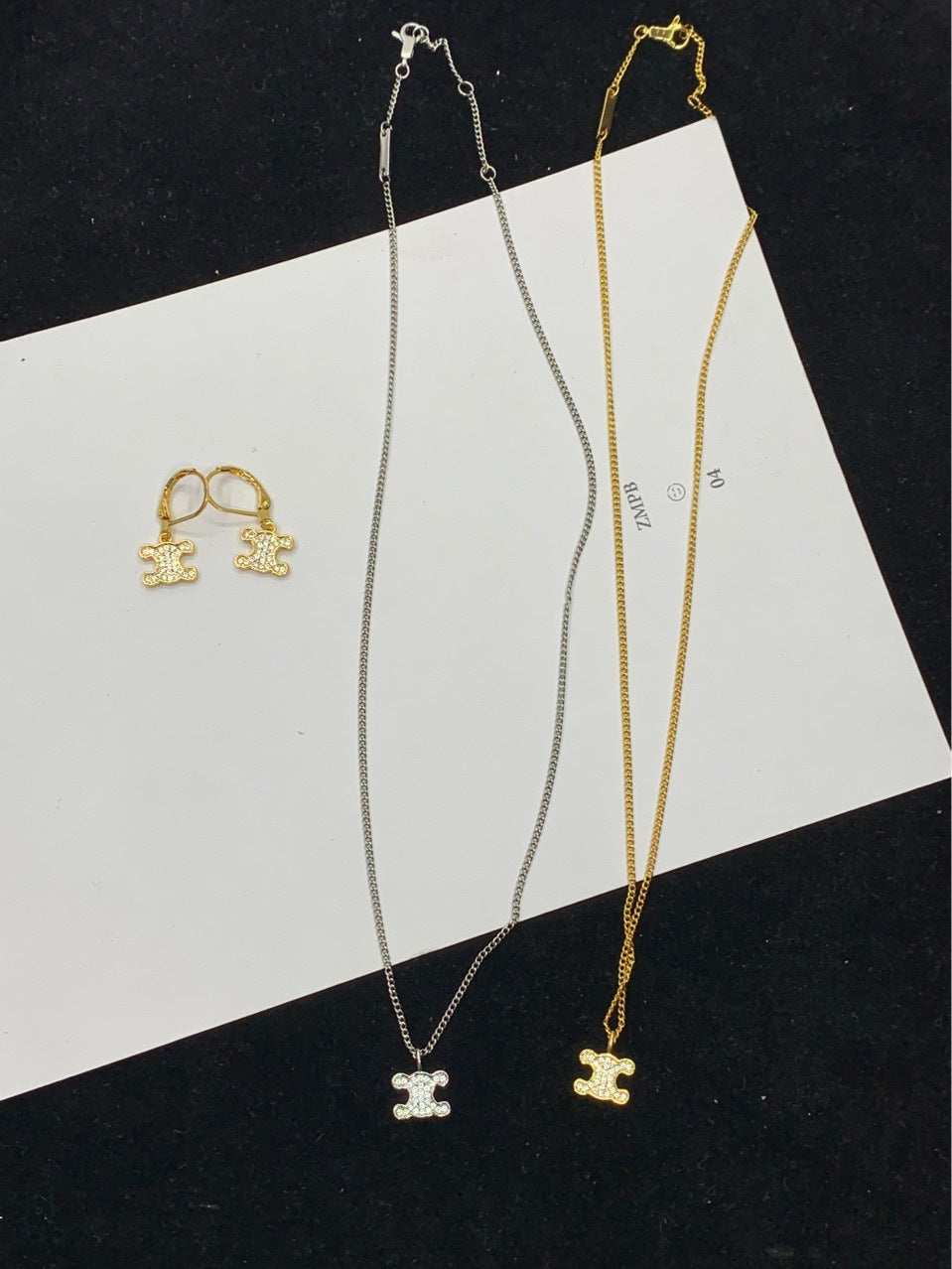 赛林家22新款凯旋门满钻项链女耳环高级感气质Cel风锁骨链颈链