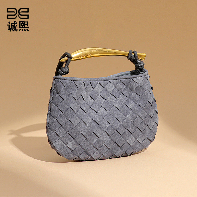时尚小众百搭手提沙丁鱼饺子包手工编织女士包磨砂潮流单肩斜挎包