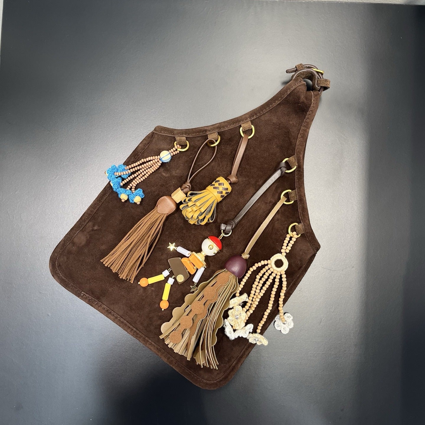 包包女2025新品网红撞色牛皮小众设计流苏手拎包简约时尚手提包潮