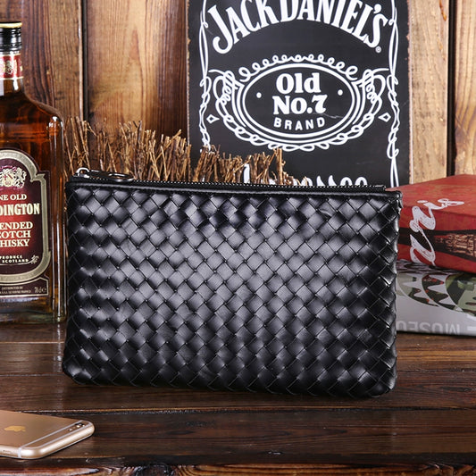 男士手包真皮大容量手拿包休闲男包软皮信封包编织头层牛皮手抓包