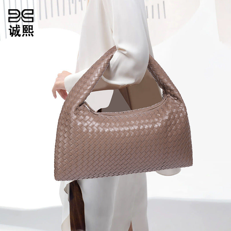 新款高级感大容量质感手提包通勤手工编织包包简约时尚潮流手拎包