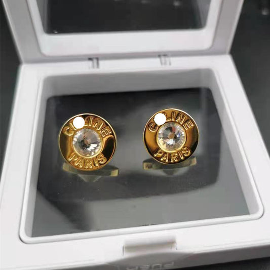 赛家新款耳环女帽子镶钻时尚气质简约冷淡风饰品圆圈水钻耳钉