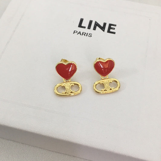 赛家23新款爱心凯旋门耳环时尚耳钉女高级感气质甜美珐琅心形耳钉