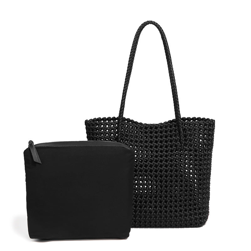 厂家新款镂空手提子母包风车结菜篮编织包原宿风文艺女单肩腋下包