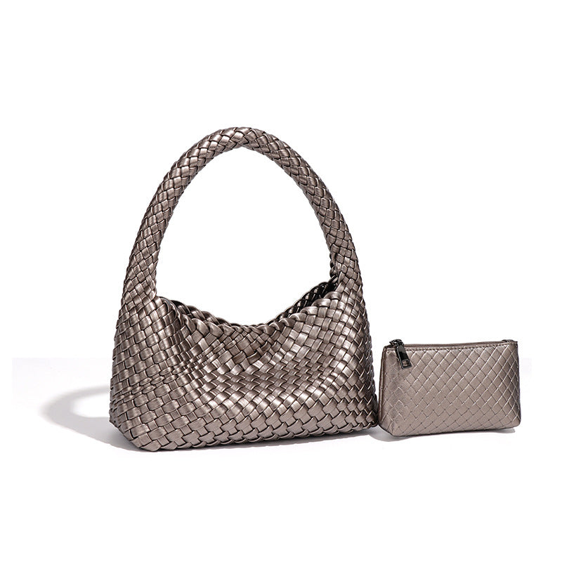 时尚小众2025新款手提包高级感大容量手工编织女包休闲单肩斜跨包