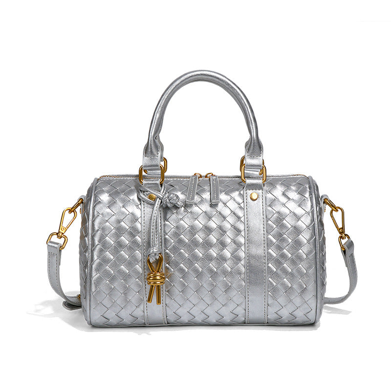 个性高级感复古手提包实用百搭单肩斜挎手工编织女包波士顿枕头包