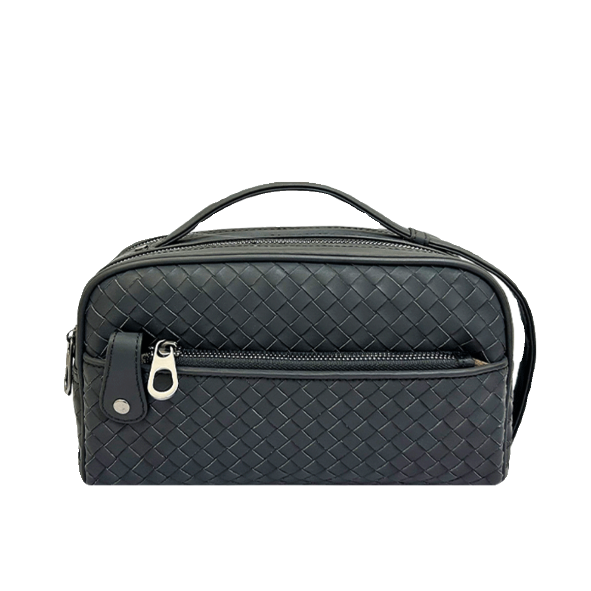 X&BV手包男真皮手挽包男士编织大容量收纳洗漱包双拉链手拿包新款