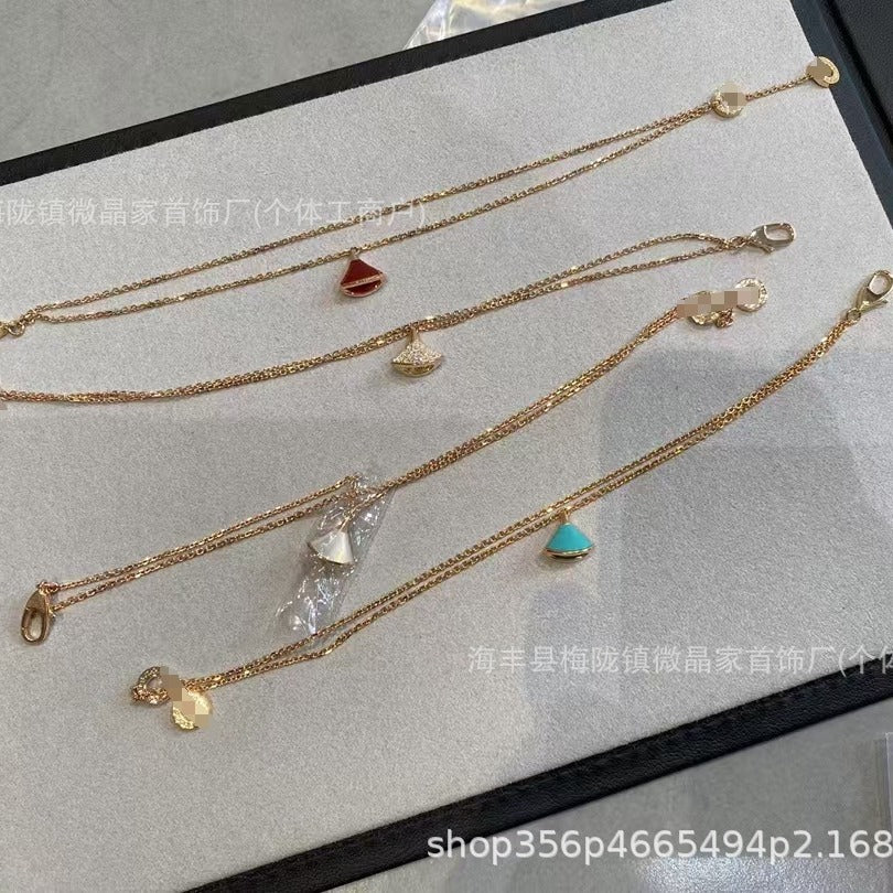 宝家扇子手链精工版裙子手链厚金电镀18k双链天然玛瑙工厂直销