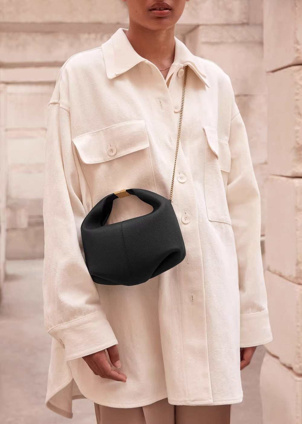 法国poleno paris小众高级感牛皮单肩斜挎女包Number11饺子便当包