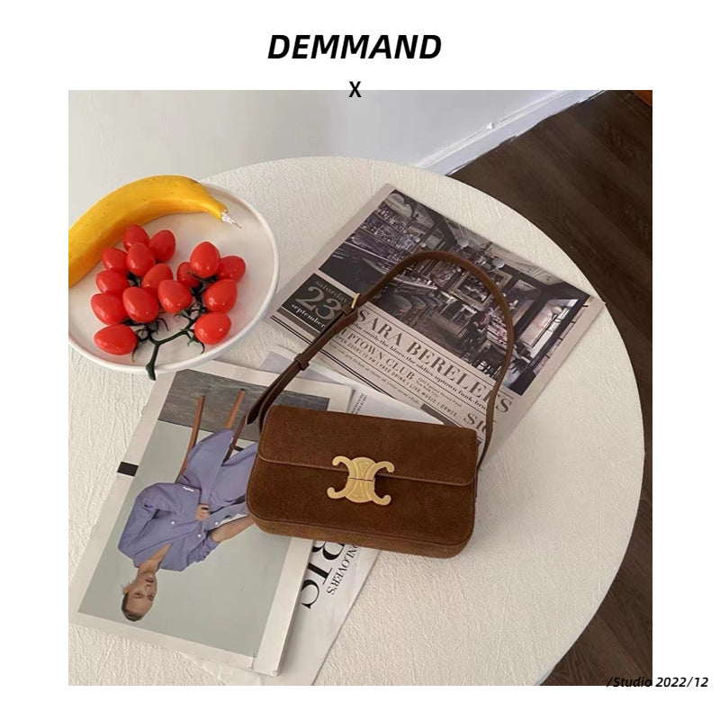 高级时尚纯色小众包包女秋冬季2023新款单肩腋下包质感百搭斜挎包