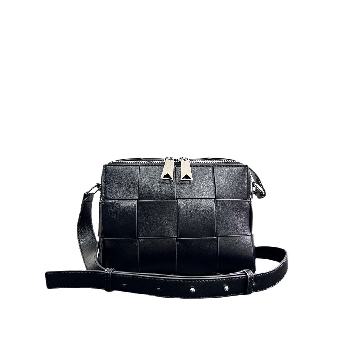 2023秋季新款极简经典大块编织双拉链开合时髦百搭单肩斜挎相机包