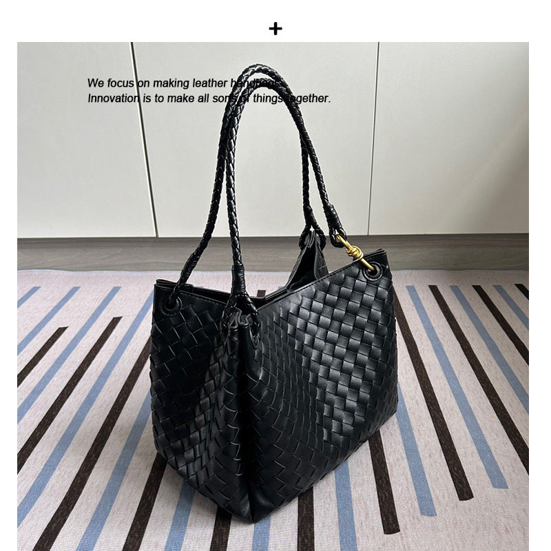 舒淇同款编织降落伞包包大容量通勤手拎托特包敞口拉绳妈咪子母袋