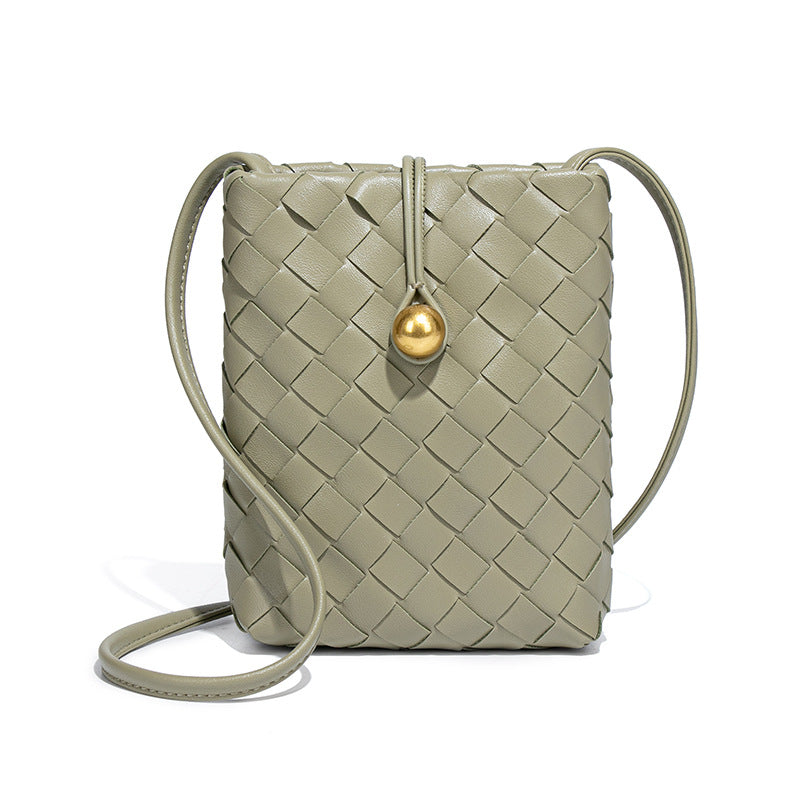 时尚迷你竖款编织手机包复古百搭斜挎零钱包小众质感潮流单肩女包