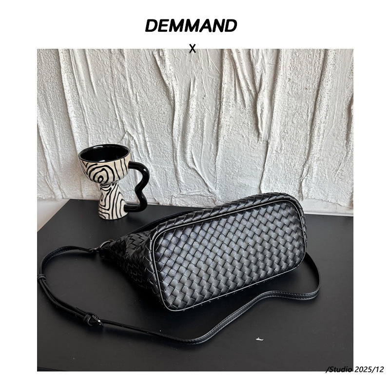 羊皮编织饭盒包饺子包遛狗包慵懒风双肩带腋下包手挽手提斜挎女包