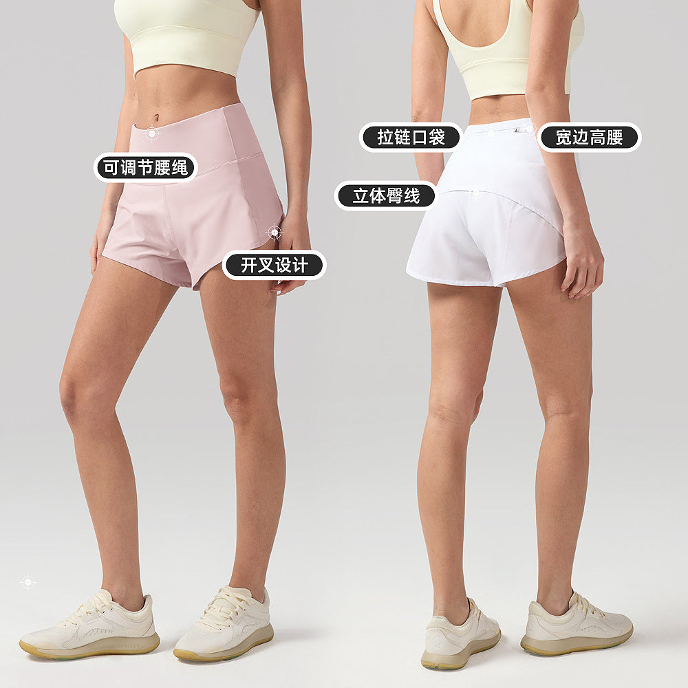 凉感运动短裤女防走光lulu瑜伽裤速干透气健身口袋跑步短裤2.5"