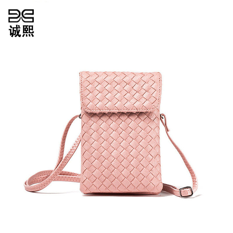 包包女2024新款韩版迷你编织可爱手机包零钱包单肩斜挎包一件代发