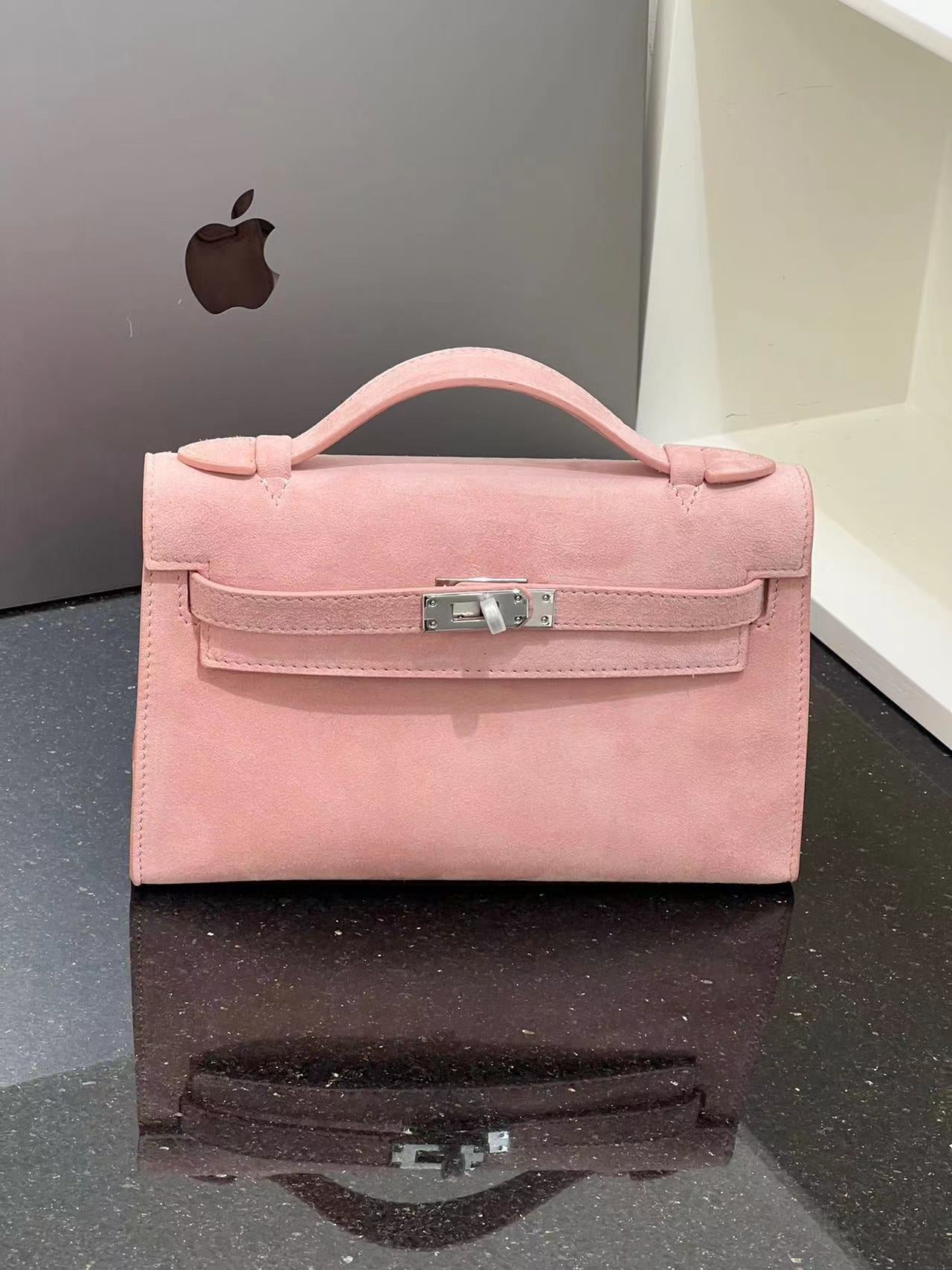 2024新款头层麂皮磨砂牛皮凯丽包时尚锁扣单肩手提斜挎包包