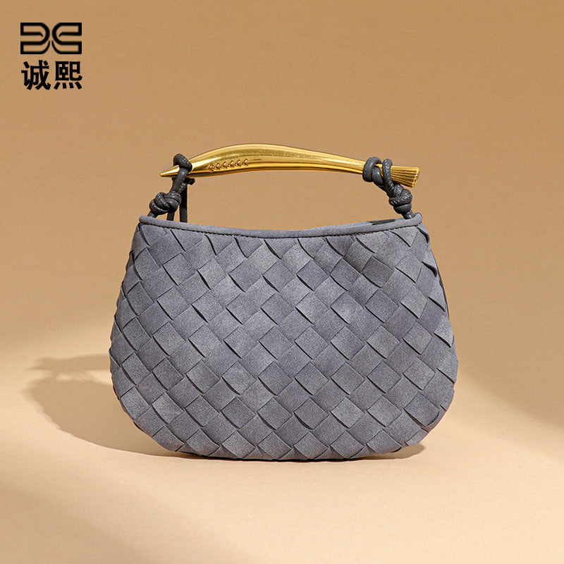 时尚小众百搭手提沙丁鱼饺子包手工编织女士包磨砂潮流单肩斜挎包