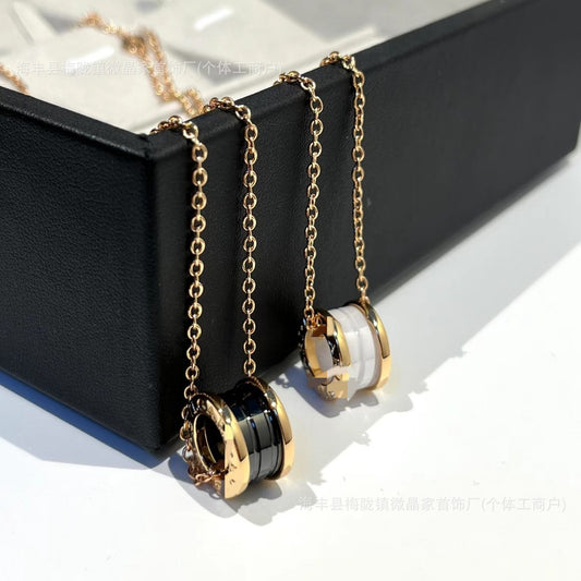 Bv高版本宝家小红人铆钉项链新款慈善款经典黑白陶瓷项链CNC精工