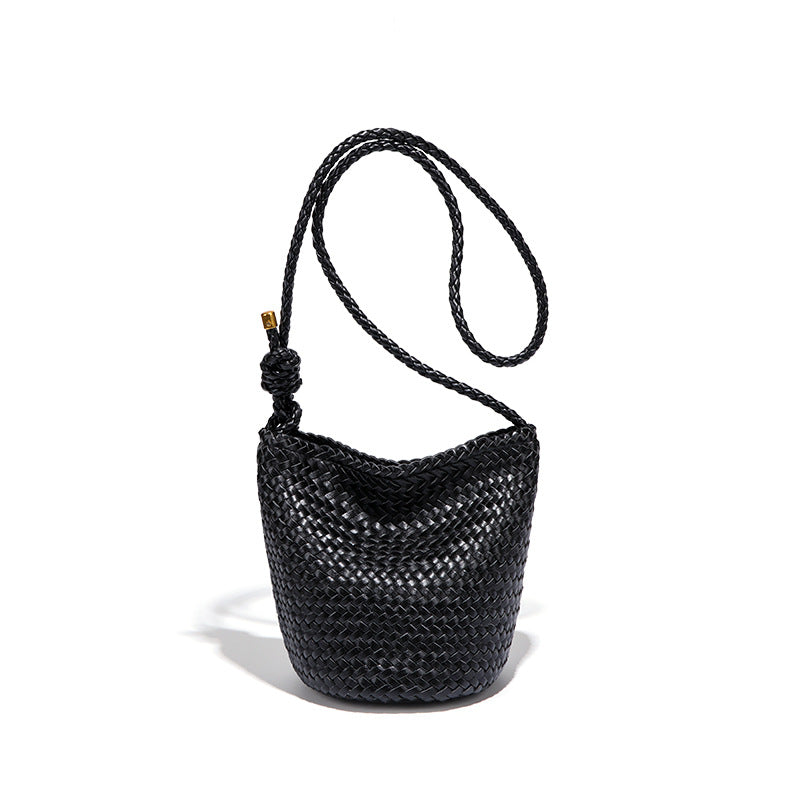 新品定制贴标logo编织水桶包复古潮流单肩腋下包纯色单肩斜跨女包