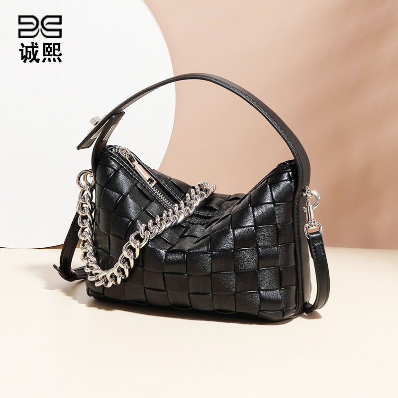 夏季新款软面小巧手提饭盒包时尚百搭编织包包质感流行单肩斜挎包